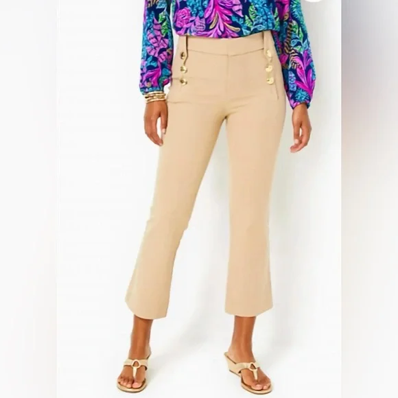 Lilly Pulitzer Parrish High Rise Crop Flare Pant 💛🤎 - Picture 3 of 9